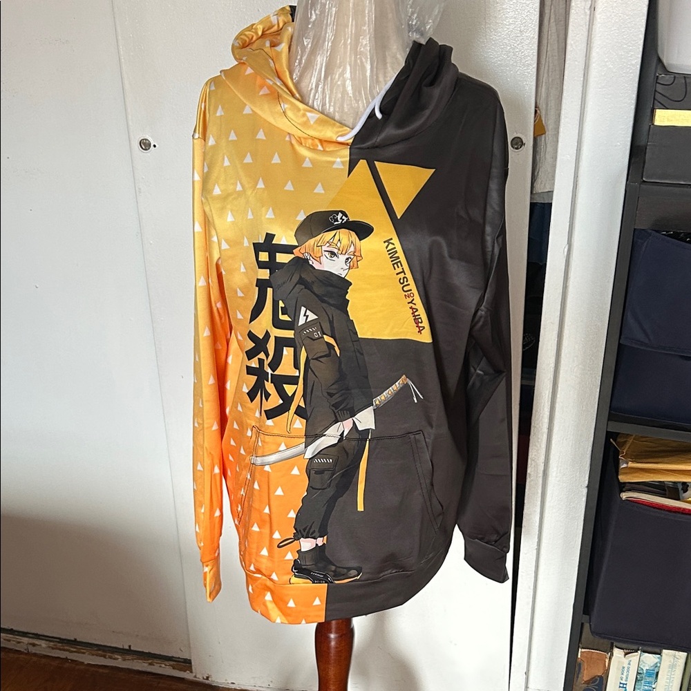 Anime Graphic Hoodie in Yellow and Black size small nwot